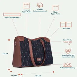 ZOUK Ikat GreRed Printed Tote Handbag image 4