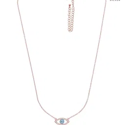 Kai Jewel Sterling Silver Rose Gold Minimalistic Single Evil Eye Studded Chain Necklace image 4