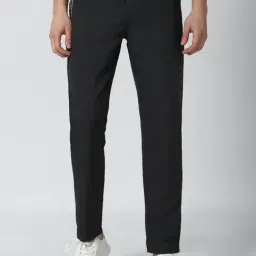 Peter England Black Cotton Regular Fit Printed Trackpants-image-46