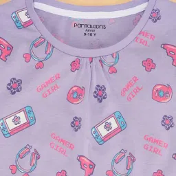 Pantaloons Junior Lilac Printed Cotton Regular Fit T-Shirt image 4