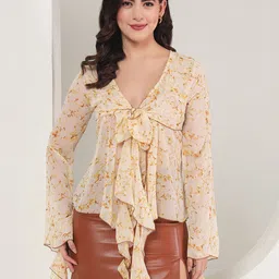 TANDUL Printed Flared Sleeve Georgette Top-picture-42