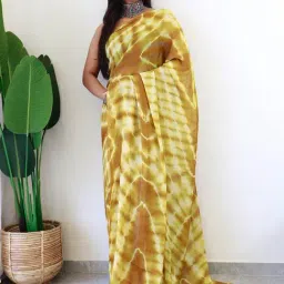 Saree Mall Yellow Printed Sarees With Unstitched Blouse-picture-20