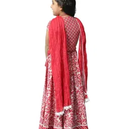 BIBA Girls Red Cotton Printed Lehenga Cholis image 2
