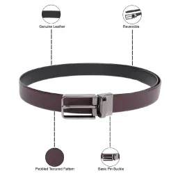 United Colors of Benetton Albert Wine & Black Leather Reversible Belt for Men image 4