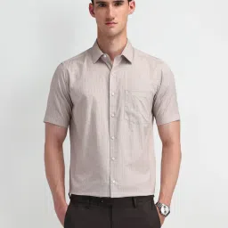 Arrow Beige Cotton Regular Fit Printed Shirt image 4