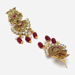 Zeneme Gold Plated Stone Studded Beaded Jewellery Set image 4