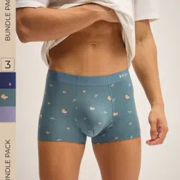 The Bear House Multicolored Comfort Fit Printed Trunks - Pack Of 3-image-18