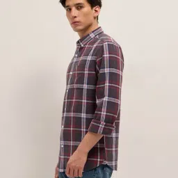 The Bear House Grey Cotton Checked Regular Fit Shirt image 3