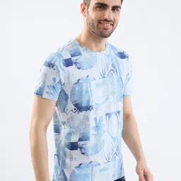 Spykar Silver Grey Cotton Regular Abstract T-Shirts image 4