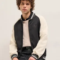 The Bear House Black Polyester Regular Fit Self Design Casual Jacket-image-37