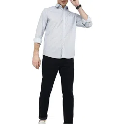 Greenfibre White Cotton Regular Fit Geometric Print Shirt image 4