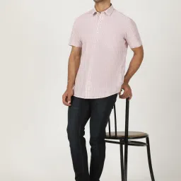 Greenfibre Pink Cotton Regular Fit Checked Shirt image 4