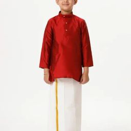 Ramraj Boys Red Cream Kurta & Dhoti Set-picture-34
