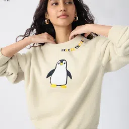 The Souled Store Originals Penguin Women Oversized Sweatshirt-image-9