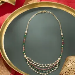 Zaveri Pearls Pink Multi Layer Beaded Necklace-image-90