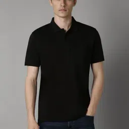 Louis Philippe Black Cotton Regular Fit Polo T-Shirt-picture-26