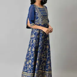 Aurelia Blue Cotton Printed A Line Kurta image 4