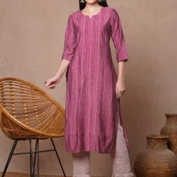 Fashor Pink Muslin Printed Kurta-image-19