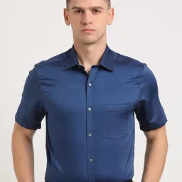 Turtle Blue Cotton Slim Fit Dobby Shirt-picture-45