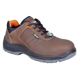 Zain Safety Elite Series Composite Toe Safety Shoes PU Double Density Low Ankle Brown Buff Crazy Genuine Leather Size UK12, BRONZE image 1