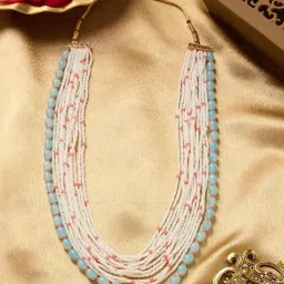Zaveri Pearls Pink Multistrand Beaded Necklace-picture-23