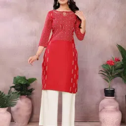 Rangita Red Regular Fit Geometric Kurta-picture-20