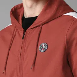 Louis Philippe Red Cotton Regular Fit Hooded Sweatshirt image 4