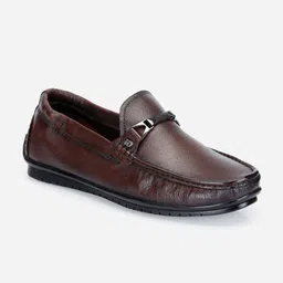 ID Men Textured Leather Horsebit Loafers image 4
