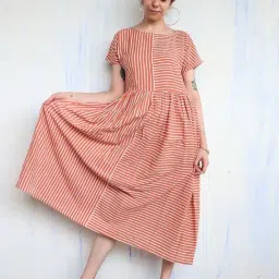 Chidiyaa Rust Striped Dress-picture-3