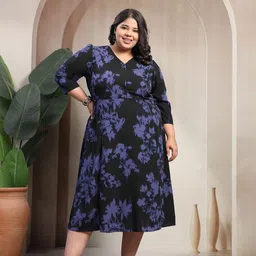 plusS Floral Print Fit & Flare Dress-image-98
