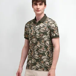 U.S. Polo Assn. Men Floral Printed Polo Collar Cotton Slim Fit T-Shirt image 5