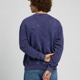 glitchez Washed Effect Terry Oversized Pure Cotton Pullover with Flap Chest Pocket image 2