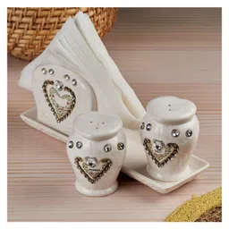 Kookee Ceramic Salt and Pepper Shakers Set with tray for Dining Table (10710)-image-20