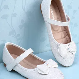 Pine Kids Velcro Closure Ballerina with Bow Applique - White image 1