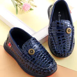 Cute Walk by Babyhug Loafer With Textured Design & Button Applique - Navy Blue-picture-10