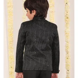 Vastramay Full Sleeves Criss Cross Foil Printed Jodhpuri Jacket - Black image 3