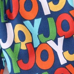 Babyhug Cotton Looper Knit Mid Thigh Shorts With Alphabet Print - Blue image 3