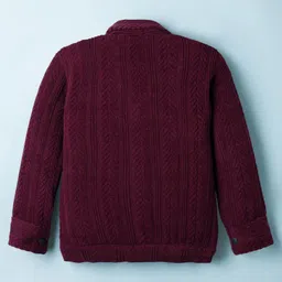 Dapper Dudes Full Sleeves Chevron Textured Jacket With Typography Printed Tee Set - Wine image 3