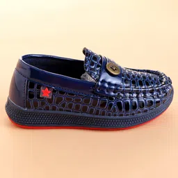 Cute Walk by Babyhug Loafer With Textured Design & Button Applique - Navy Blue image 4