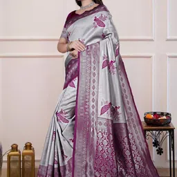 AAVEE Ethnic Motifs Zari Art Silk Banarasi Saree image 3