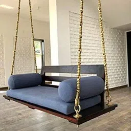 Jairi traders Wooden Swing with Back Support and Stainless Steel Accessories 4 x 2 feet image 2