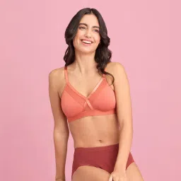 Nykd by Nykaa X-frame Cotton Support Bra - Carrot Nyb191 Orange image 4