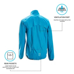 triban Men's Road Cycling Rain Jacket RC100 - Blue image 3