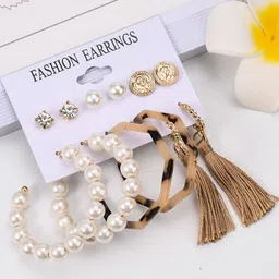 DressBerry Gold-Plated Alloy Pearls Hoop Earrings-picture-18