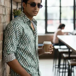 INDICLUB Men Geometric Printed Spread Collar Casual Shirt image 5