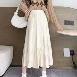 StyleCast Women Solid Casual Flared Midi A-Line Skirt-image-19