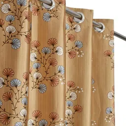 GEET CREATIONS Gold-Toned & Red Set of 2 Floral Room Darkening Long Door Curtain image 4