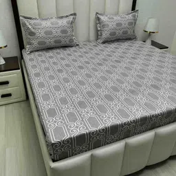 Pure Decor Royal Passion Purple Printed Cotton 220 TC Queen Bedsheet Set 2.28m x 2.54m-image-59