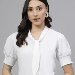Style Quotient Women Tie-Up Neck Puff Sleeve Top-picture-32