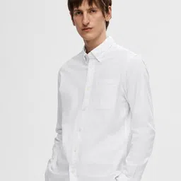 SELECTED Button-Down Collar Pure Cotton Casual Shirt image 4